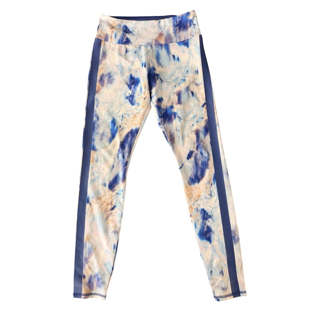 Forever 21 Women's Junior M Blue White Marbled High Waist Leggings | SKU 0258